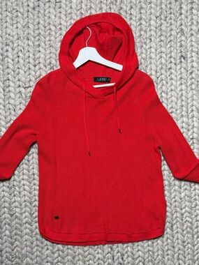 Ralph Lauren Red Knit Hooded Sweater
